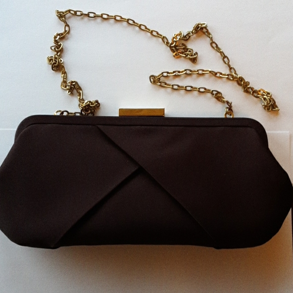 La Regale Bags Vintage Satin Convertible Clutch With Gold Chain